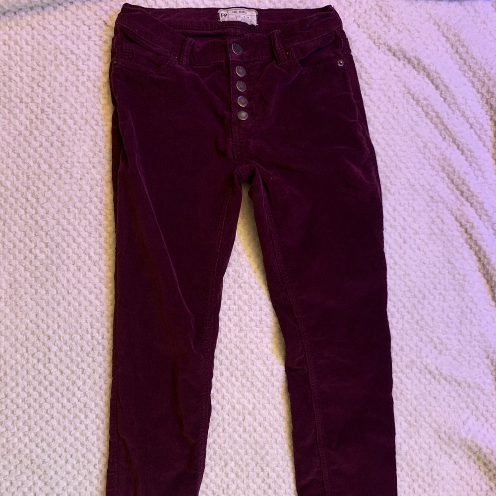 Free People High waisted button up skinny jeans